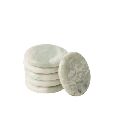 Ensemble de 6 dessous de verre en marbre blanc et vert