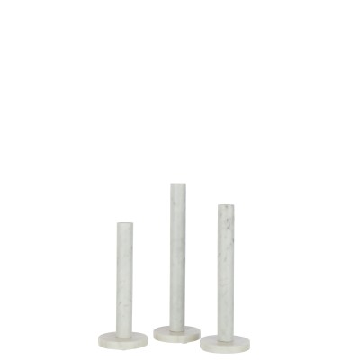 Ensemble de 3 porte-bougies en marbre blanc