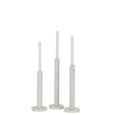 Ensemble de 3 porte-bougies en marbre blanc