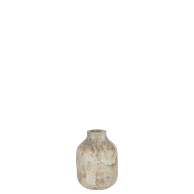 Grand vase bouteille en marbre beige