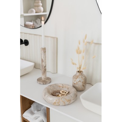 Grand vase bouteille en marbre beige