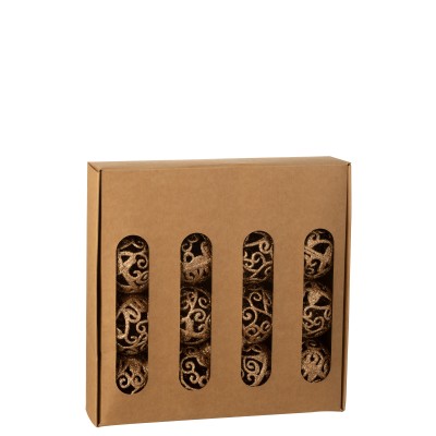 Boîte de 16 boules de Noël motif baroque pêche