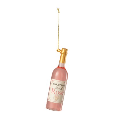Suspension bouteille de vin en verre rosé/doré