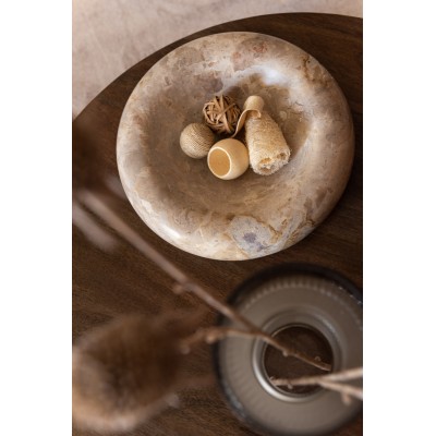 Bol rond bas en marbre beige - Large