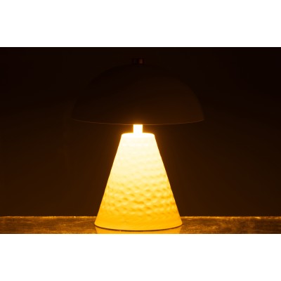 Lampe de table champignon en fer blanc cassé