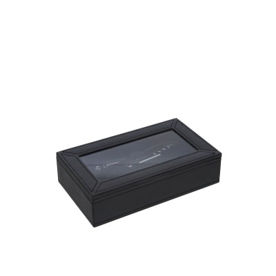 Boîte 6 accessoires de vin en simili cuir noir