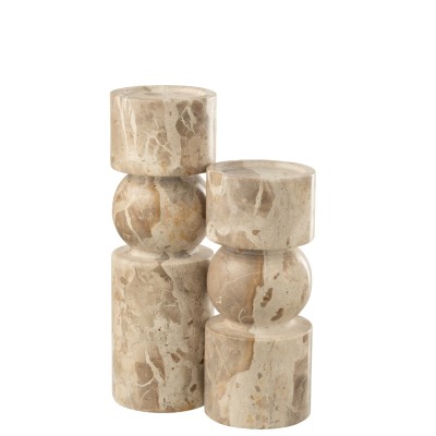 Porte-bougie en marbre beige grand