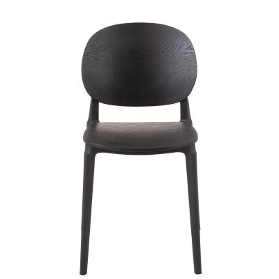 Chaise Basic en polyester/placage en noir
