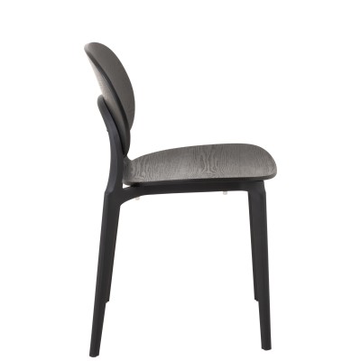 Chaise Basic en polyester/placage en noir