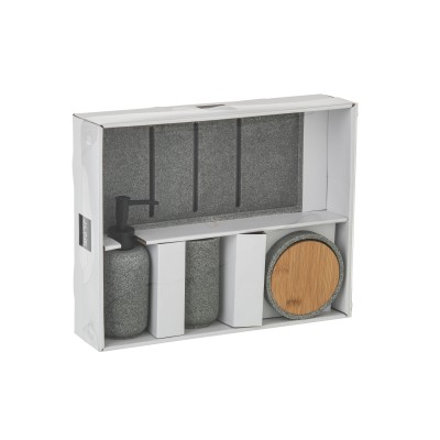 Distributeur de savon sur plateau gris foncé/naturel