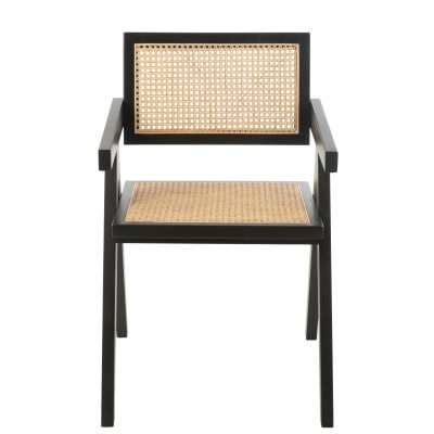 Chaise en bois de frêne noir et rotin