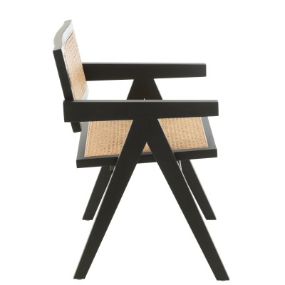 Chaise en bois de frêne noir et rotin