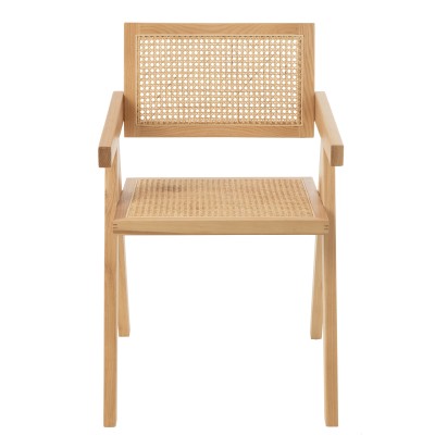 Chaise en bois de frêne naturel et rotin