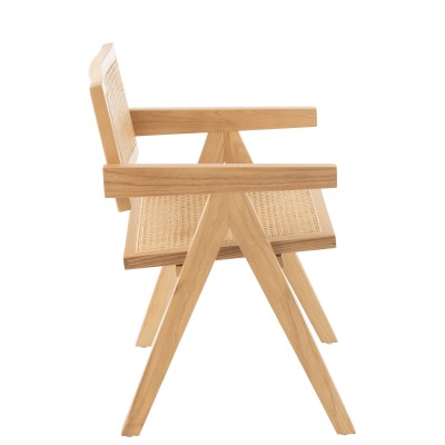 Chaise en bois de frêne naturel et rotin