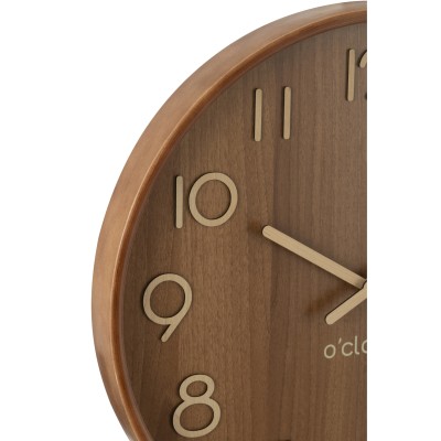 Horloge murale en contreplaqué naturel foncé