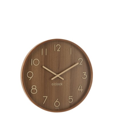 Horloge murale en contreplaqué naturel foncé