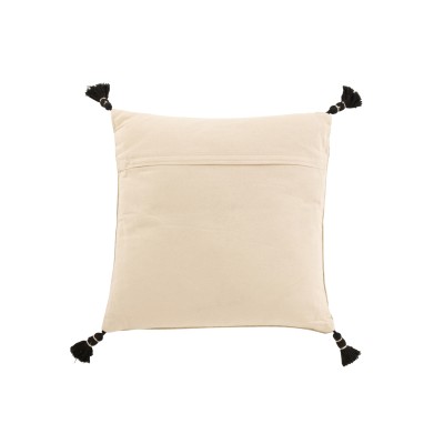 Coussin graphique carré en coton beige et noir