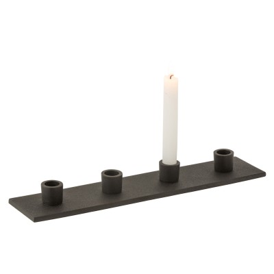 Porte-bougies en métal noir mat