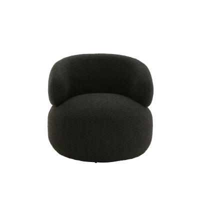 Chaise pivotante ronde en bois de peuplier/mousse noire