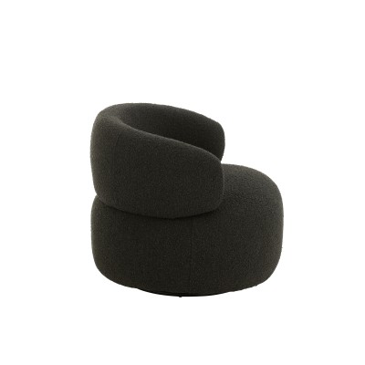 Chaise pivotante ronde en bois de peuplier/mousse noire